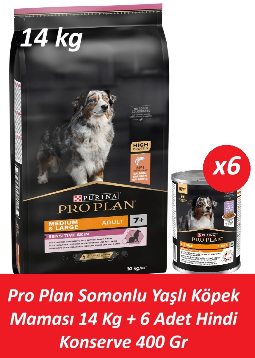 Pro Plan Somonlu Yaşlı Köpek Maması 14 Kg + 6 Adet Hindi Konserve 400 Gr
