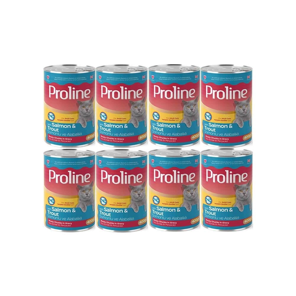 Proline Somonlu ve Alabalıklı Yetişkin Kedi Konservesi 400 Gr*8 Adet