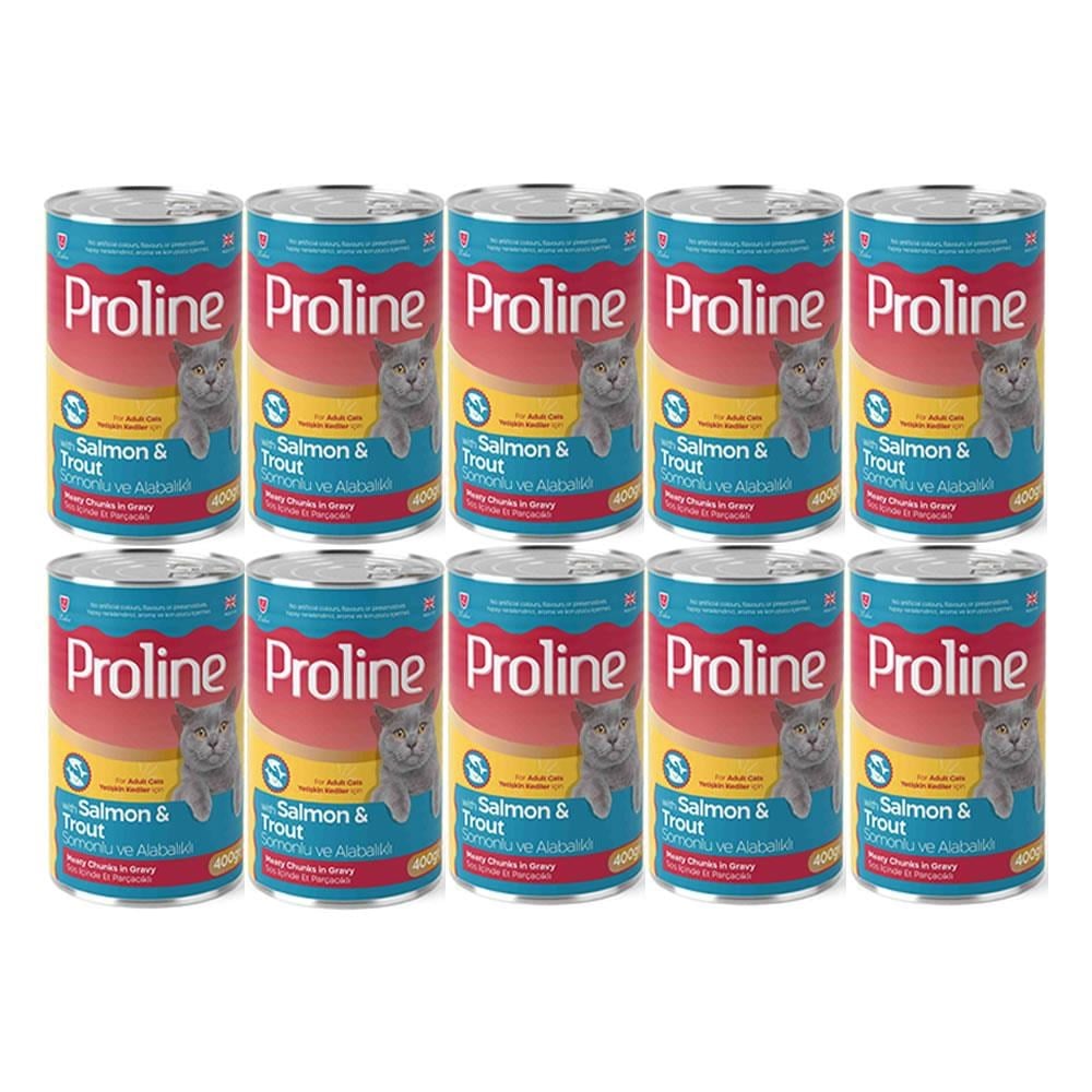 Proline Somonlu ve Alabalıklı Yetişkin Kedi Konservesi 400 Gr*10 Adet