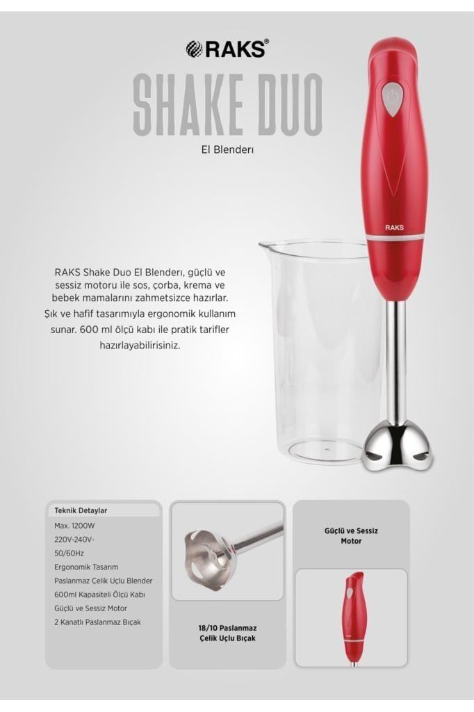Raks Shake Duo 1200 Watt 600 ML El Blender