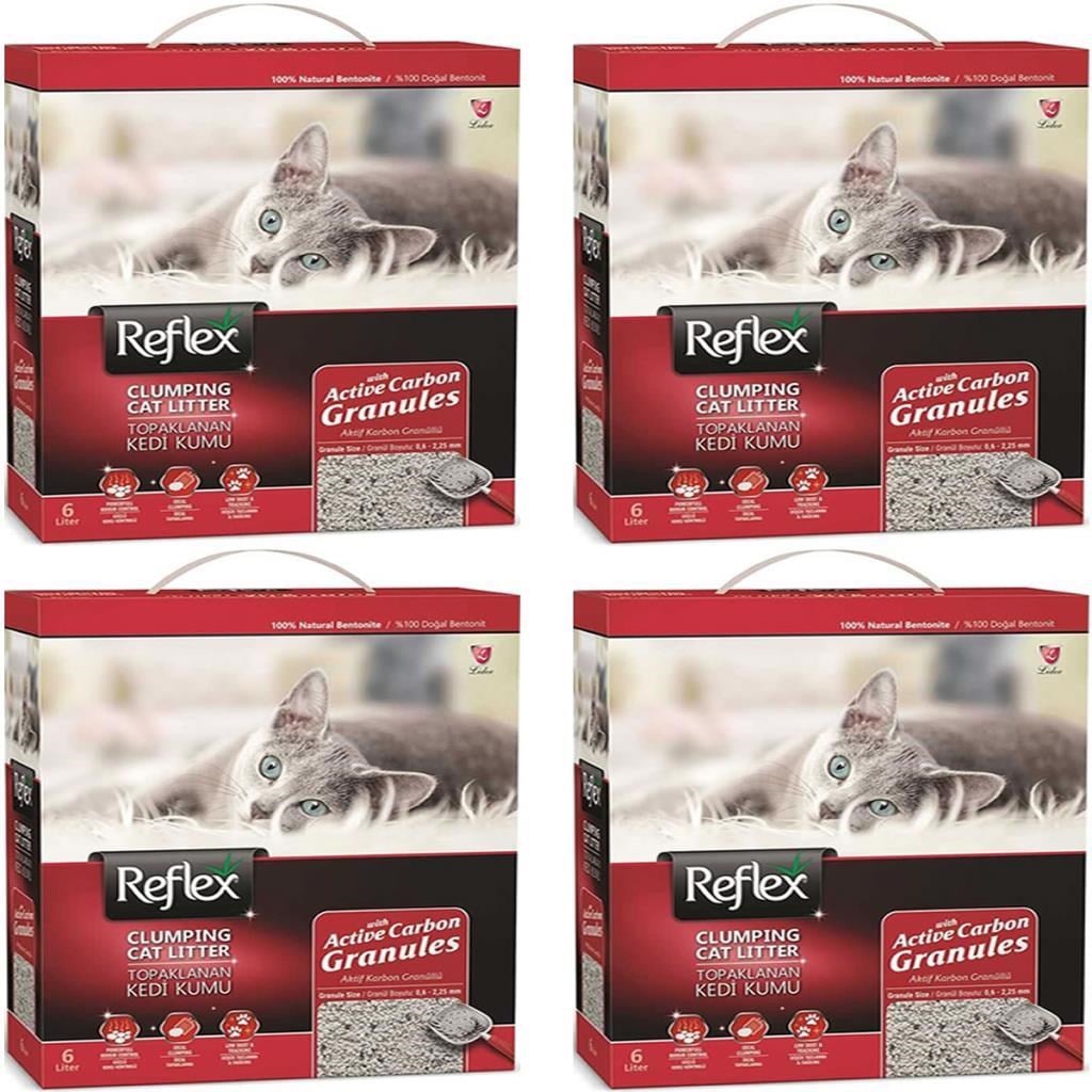 Reflex Granül Aktif Karbonlu Topaklanan Kedi Kumu 6 Lt 4'Lü Set