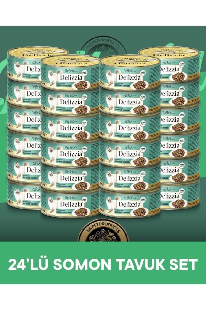 Reflex Plus Delizzia Yetişkin Somonlu-Tavuklu Gravy Kedi Maması 24x85 gram