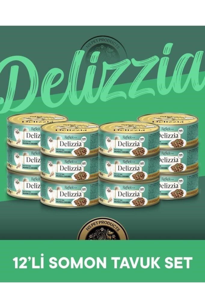 Reflex Plus Delizzia Yetişkin Somonlu-Tavuklu Gravy Kedi Maması 12x85 gram