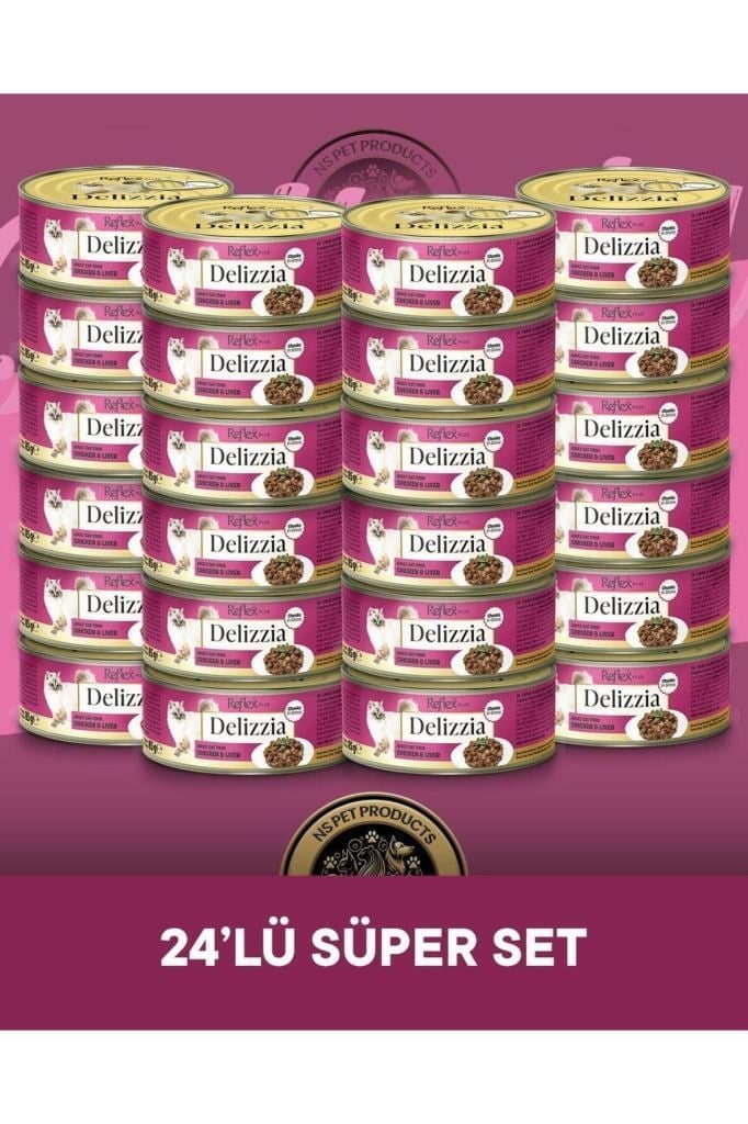 Reflex Plus Delizzia Yetişkin Tavuklu-Ciğerli Gravy Kedi Maması 24x85 gram