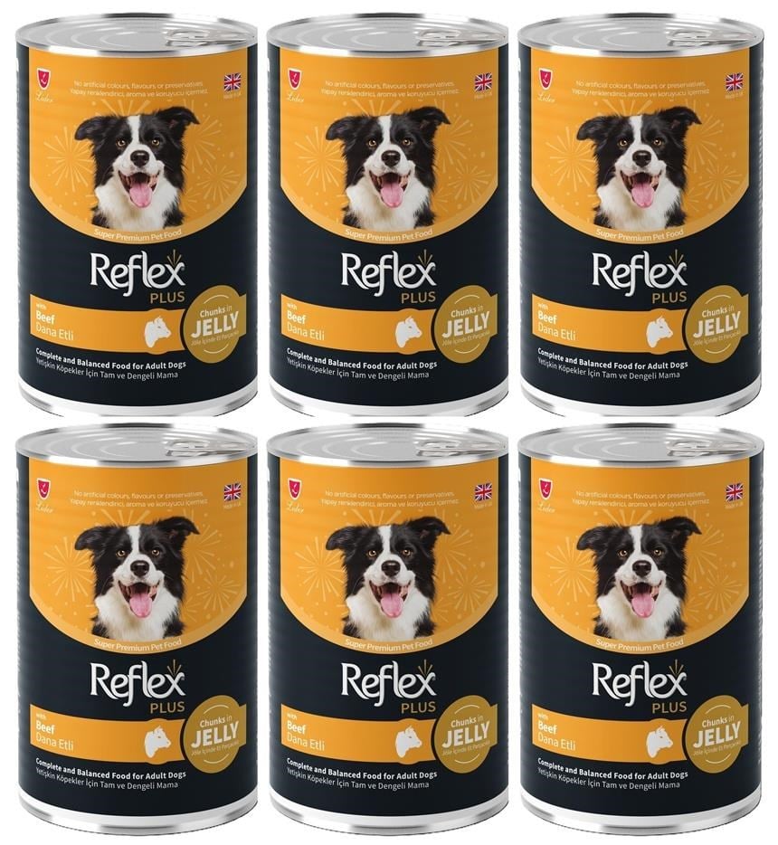 Reflex Plus Jöle İçinde Dana Etli Yetişkin Konserve Köpek Maması 400 Gr*6 ADET