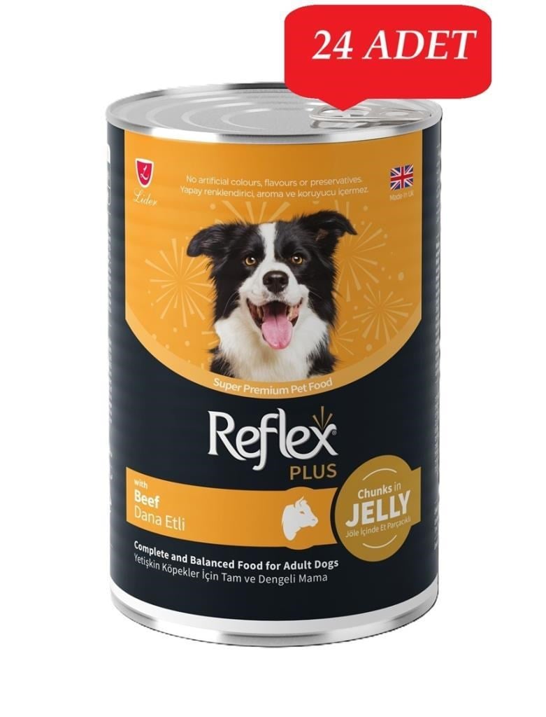 Reflex Plus Jöle İçinde Dana Etli Yetişkin Konserve Köpek Maması 400 Gr*24 ADET