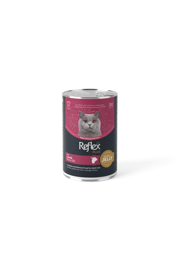 Reflex Plus Jöle içinde Et Parçacıklı Kuzu Etli Yetişkin Kedi Konservesi 400 gr