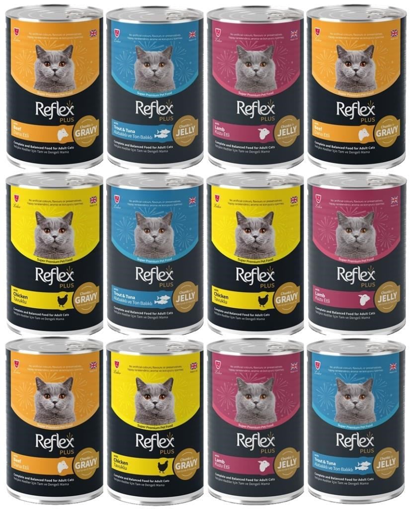 Reflex Plus Karışık Yetişkin Kedi Konservesi 400 Gr*12 ADET 