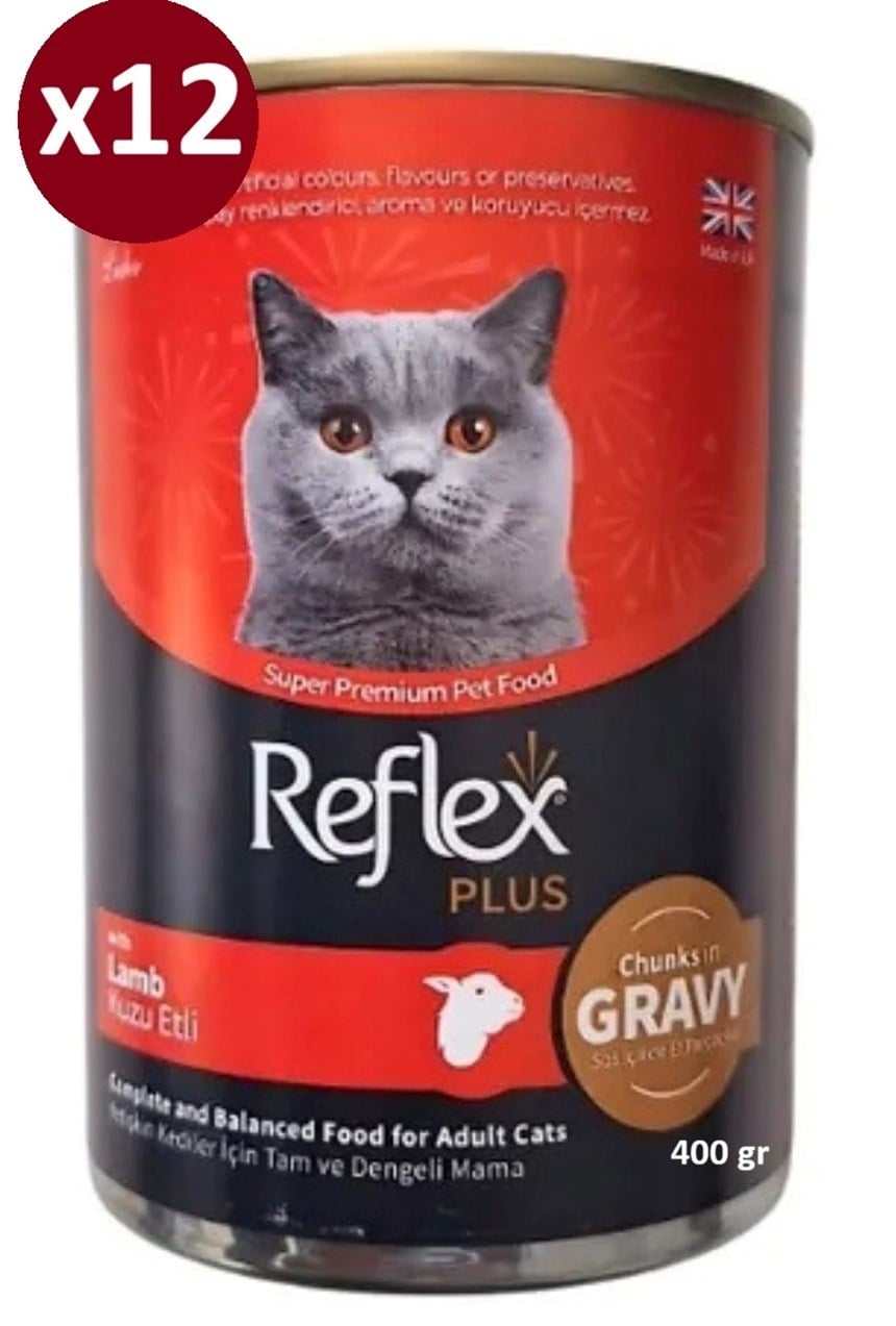 Reflex Plus Konserve Sos İçinde Et Parçacıklı Kuzu Etli Yetişkin Kedi Maması 400 *12 ADET