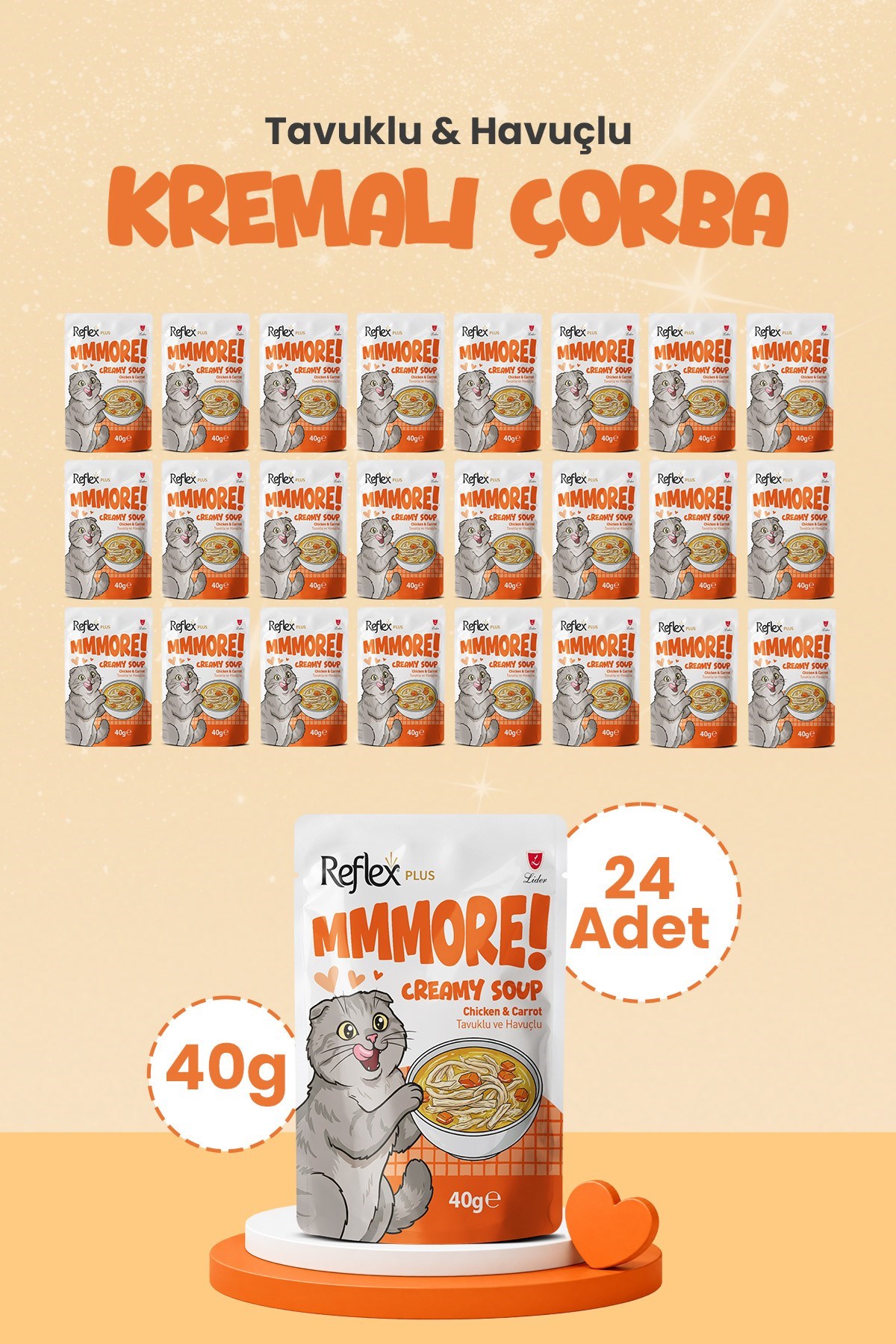 Reflex Plus Mmore Tavuklu Ve Havuçlu Kremalı Kedi Çorbası 40 Gr*24lü SET
