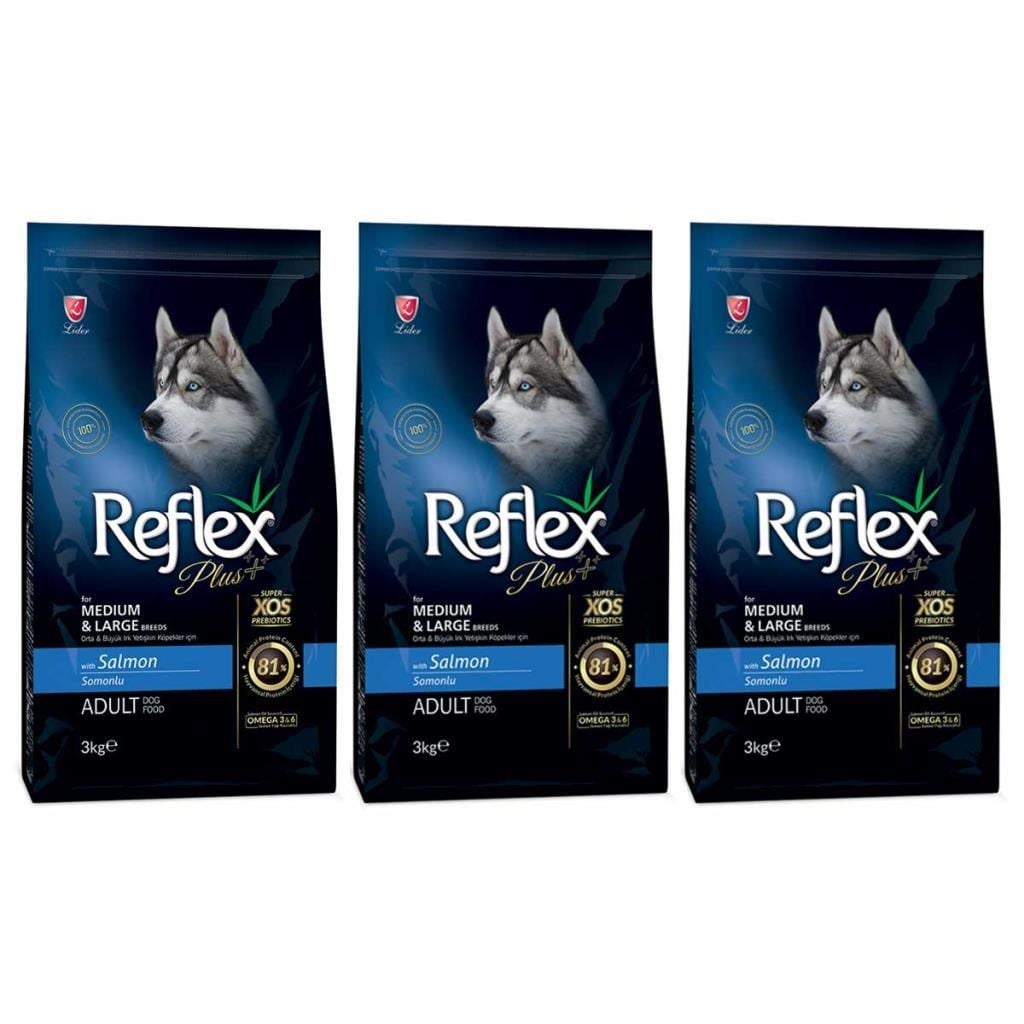 Reflex Plus Orta Büyük Irk Somonlu Yetişkin Köpek Maması 3 Kg 3'Lü Set