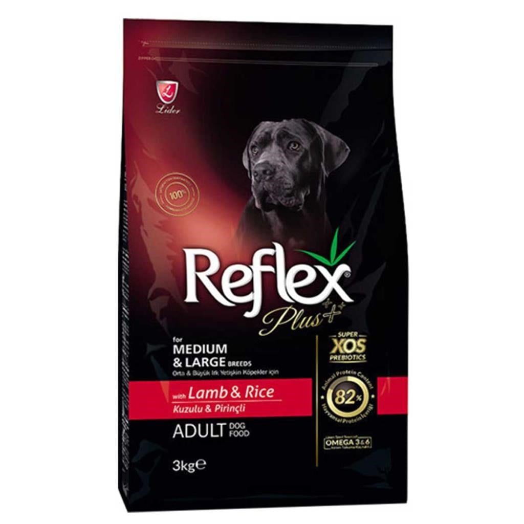 Reflex Plus Orta ve Büyük Irk Kuzulu Pirinçli Yetişkin Köpek Maması 3 Kg