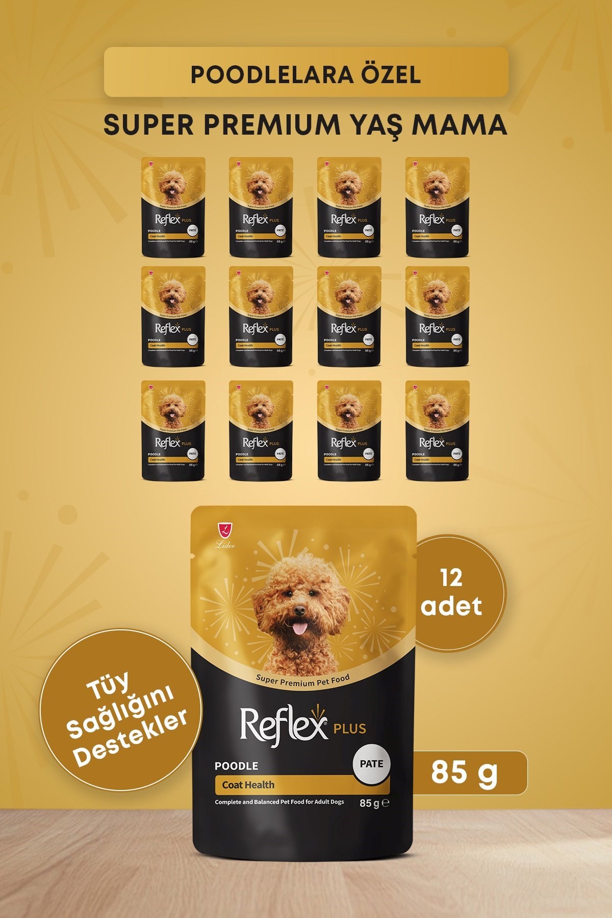 Reflex Plus Pounch Poodle Coat Health Pate Yetişkin Köpek Maması 85 Gr*12li