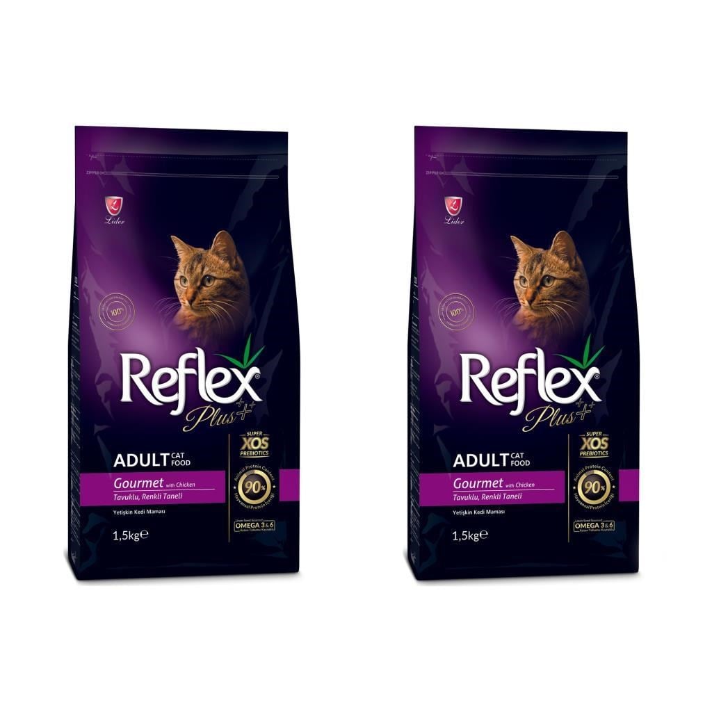 Reflex Plus Renkli Taneli Tavuklu Kedi Maması 1,5 Kg 2 Adet