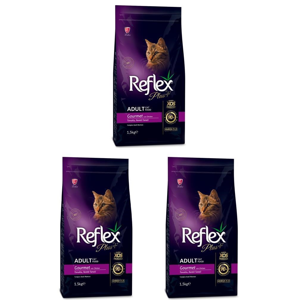 Reflex Plus Renkli Taneli Tavuklu Kedi Maması 1,5 Kg 3 Adet