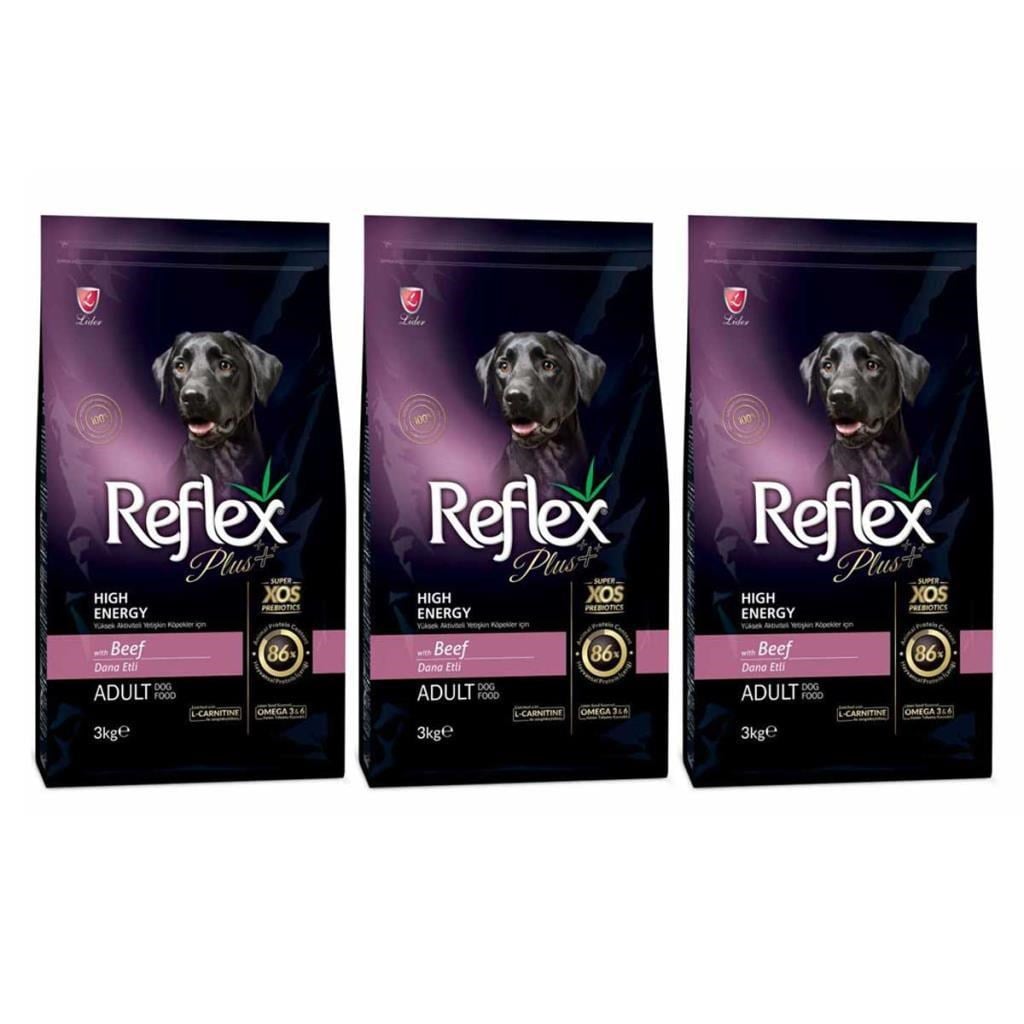 Reflex Plus Yüksek Aktiviteli Dana Etli Yetişkin Köpek Maması 3 Kg 3 Adet