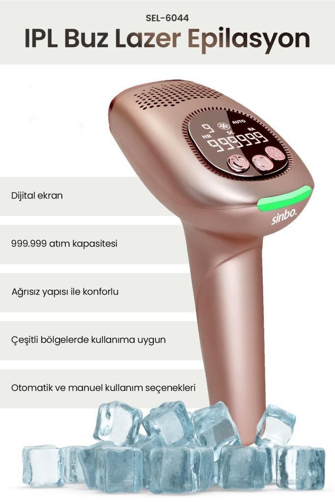 Sinbo Sel-6044 IPL Buz Lazer Epilasyon Atım Otomatik/Manuel Dijital Ekran