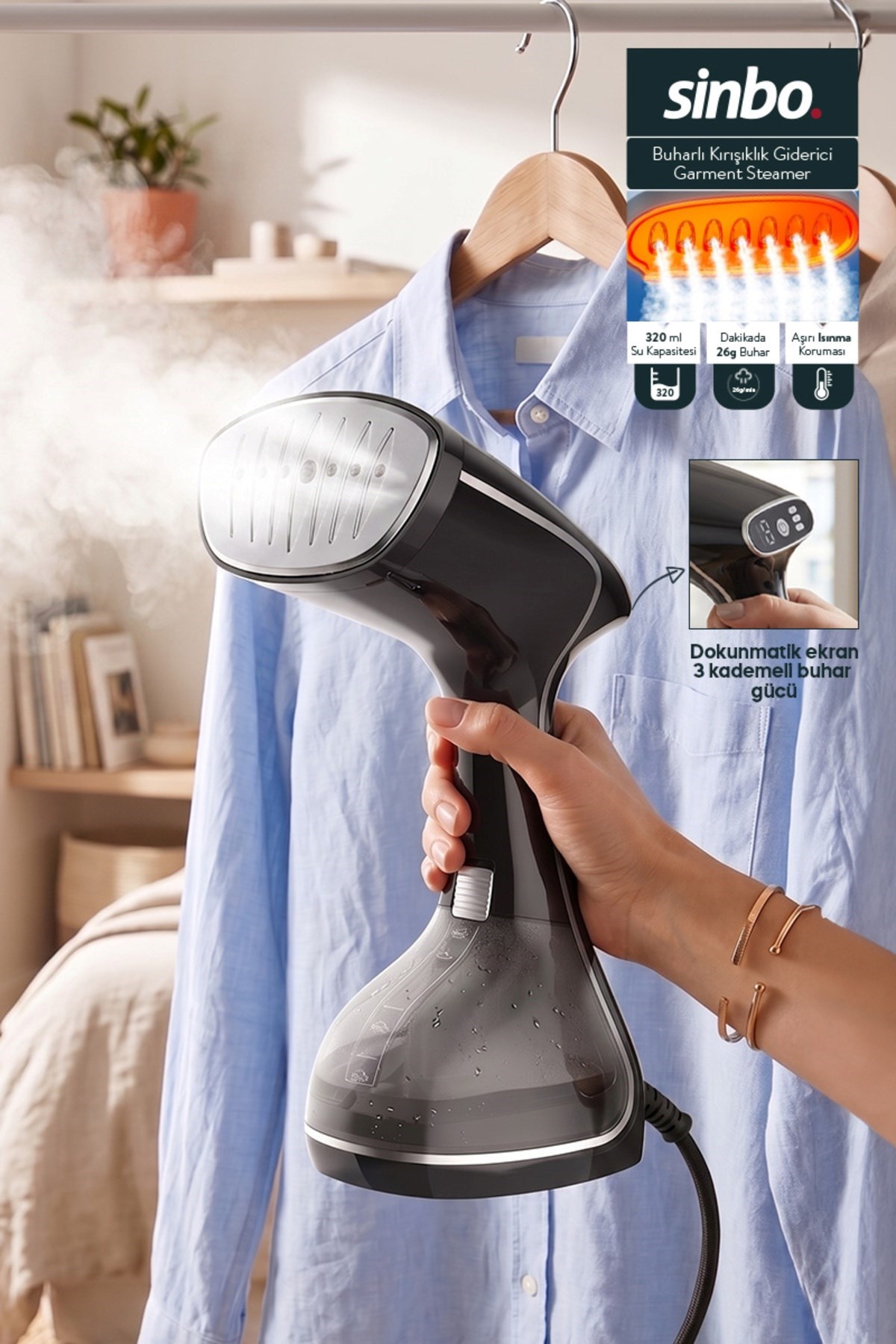 Sinbo SSI-6633 Dikey Buharlı Kırışıklık Giderici - 1640W - Silver