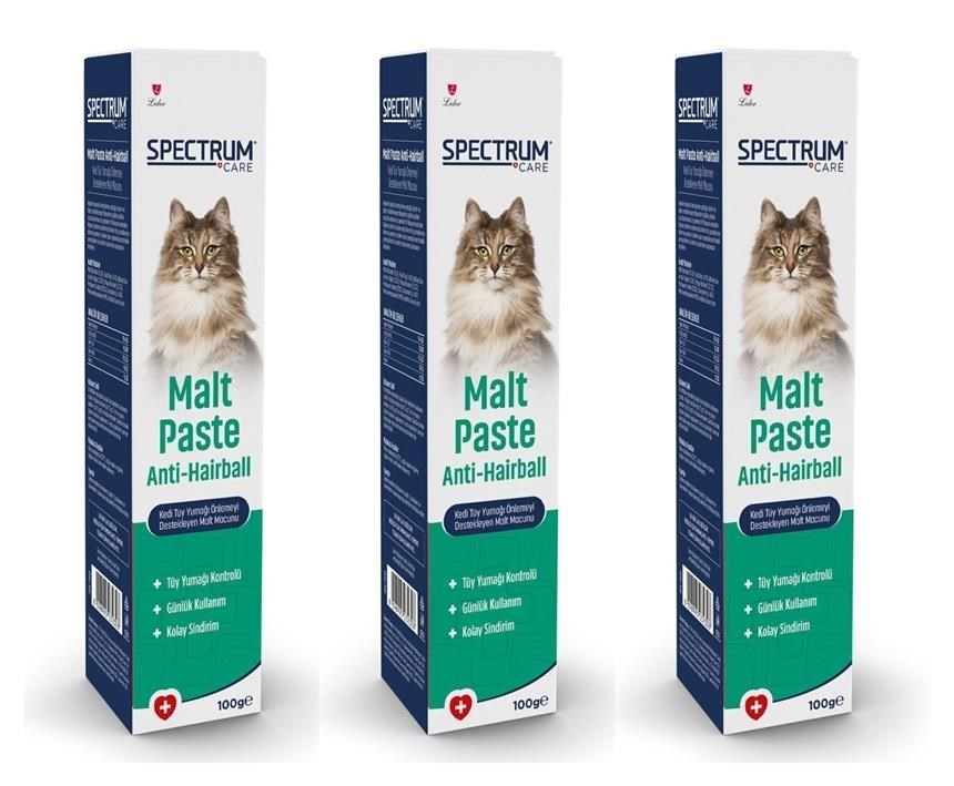 Spectrum Care Anti Hairball - Tüy Yumağı Önleyici Kedi Malt Paste - Kedi Malt Macunu 100 gr - 3'lü K