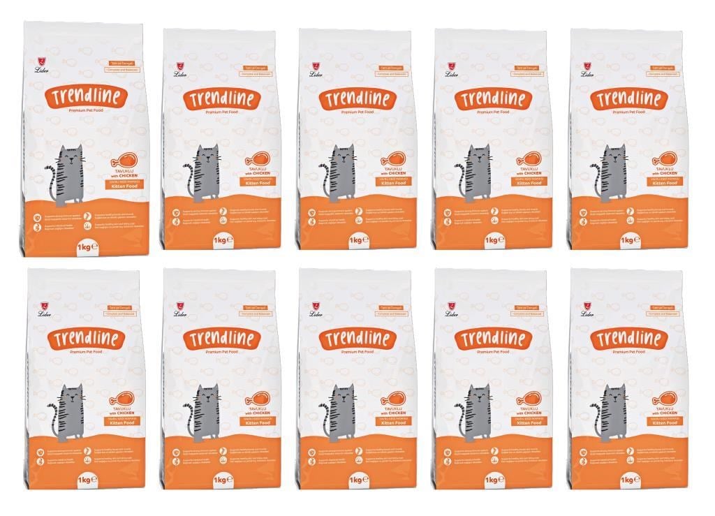 Trendline Kitten Tavuklu Yavru Kedi Maması 1 Kg 10 Adet