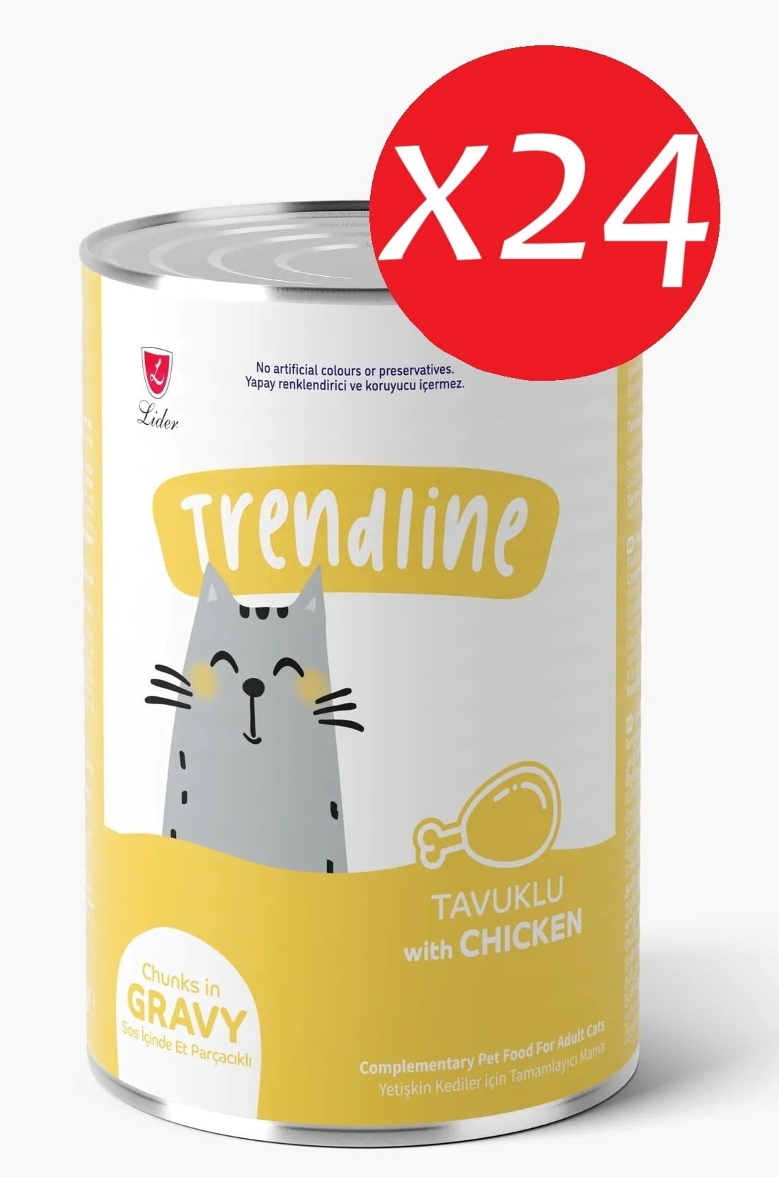 Trendlıne Konserve Sos İçinde Et Parçacıklı Tavuklu Yetişkin Kedi Maması 400 G*24 adet