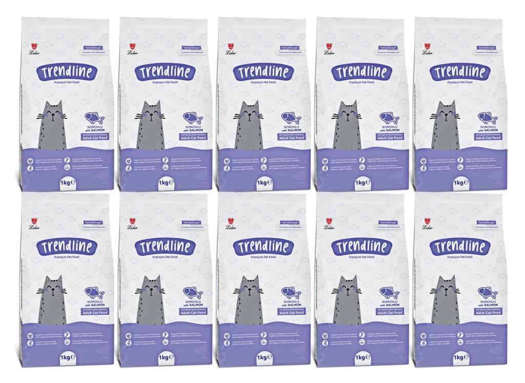 Trendline Somonlu Yetişkin Kedi Maması 1 kg X 10 Adet