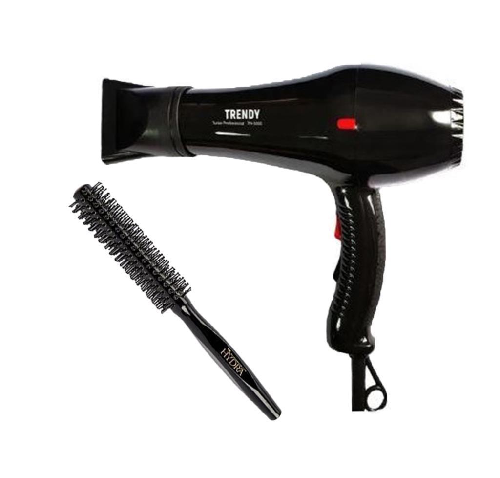 Trendy Profesyonel Fön Makinesi Siyah + Hydra Berber Fön Fırçası