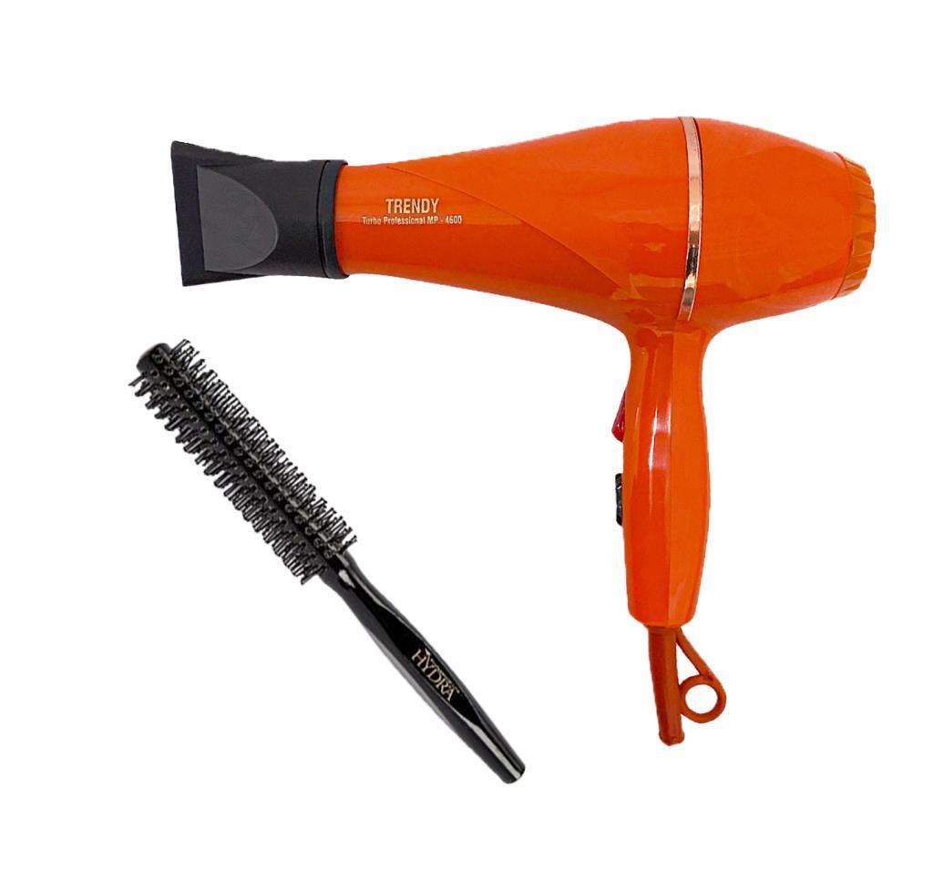 Trendy Profesyonel Fön Makinesi Turuncu + Hydra Berber Fön Fırçası 
