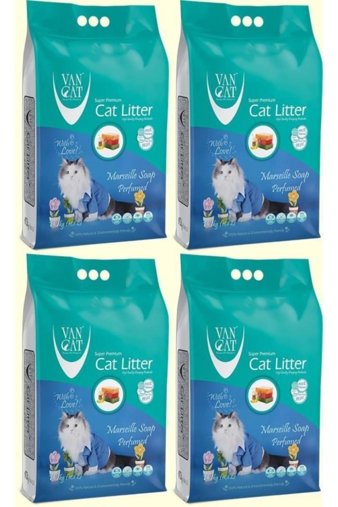 Vancat Marsilya Sabunlu İnce Taneli Kedi Kumu 10 Kg 4 Adet