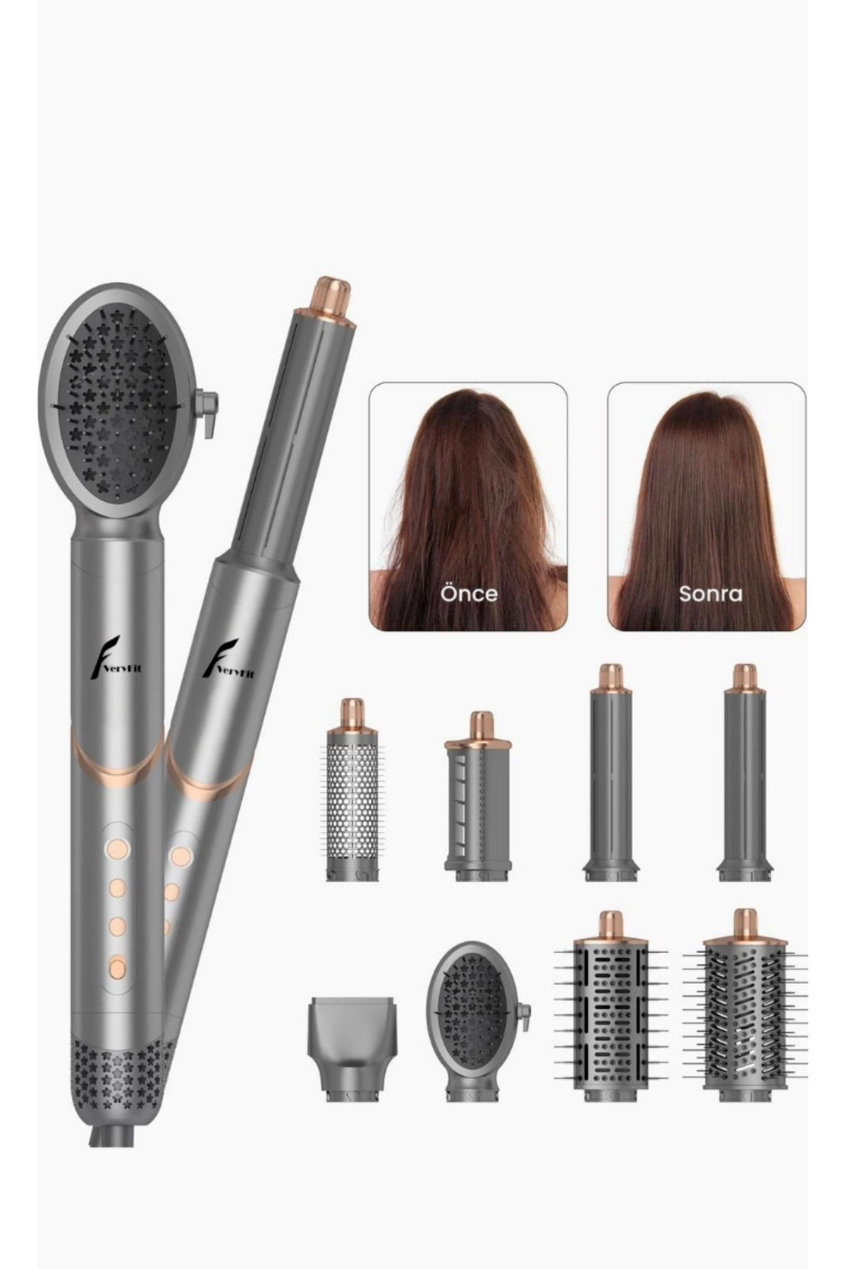 Veryfit 8 in 1 Hava Üflemeli Saç Düzleştirici Şekillendirici Compact Saç Kurutma Fön Makinesi
