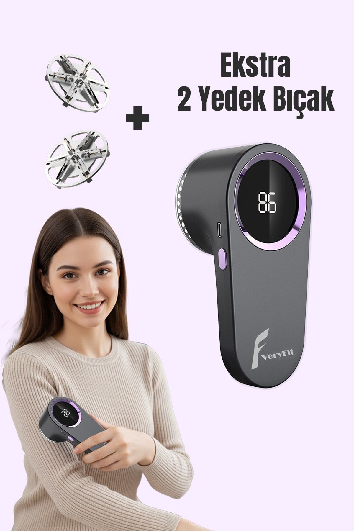 Veryfit Şarjlı Tüy Toplayıcı Tüy Temizleme Makinesi Ekstra 2 Adet Yedek Bıçak Hediyeli
