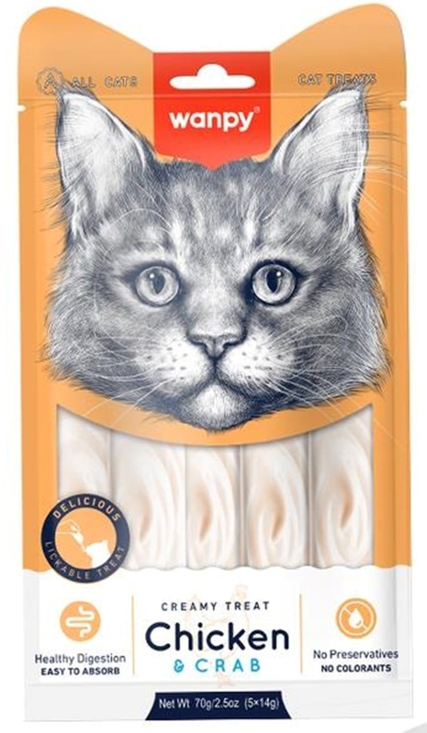 Wanpy Tavuk-Yengeç Krema Kedi Ödül Maması 5x14 Gr