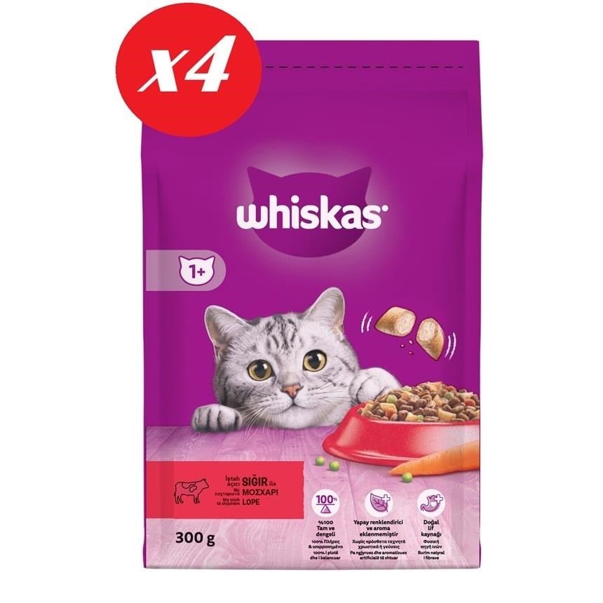 Whiskas Biftekli Havuçlu Kuru Kedi Maması 300 Gr Set 4'lü