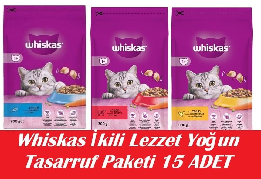 Whiskas İkili Lezzet Yoğun Tasarruf Paketi 15 Adet