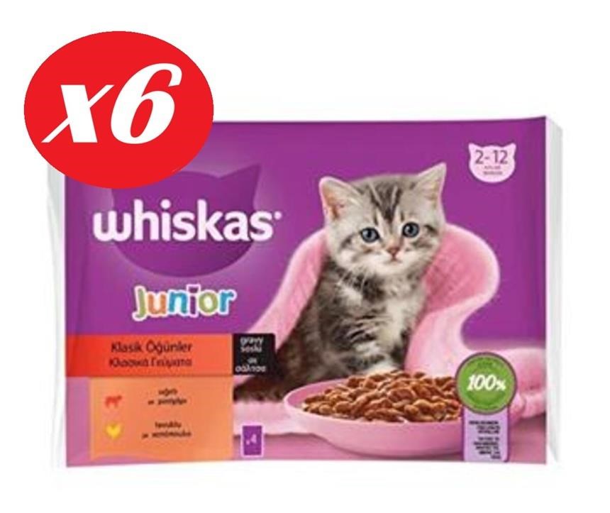 Whiskas Junior Yavru Kedi Sığırlı Tavuklu 4X85 Gr Set 6'lı
