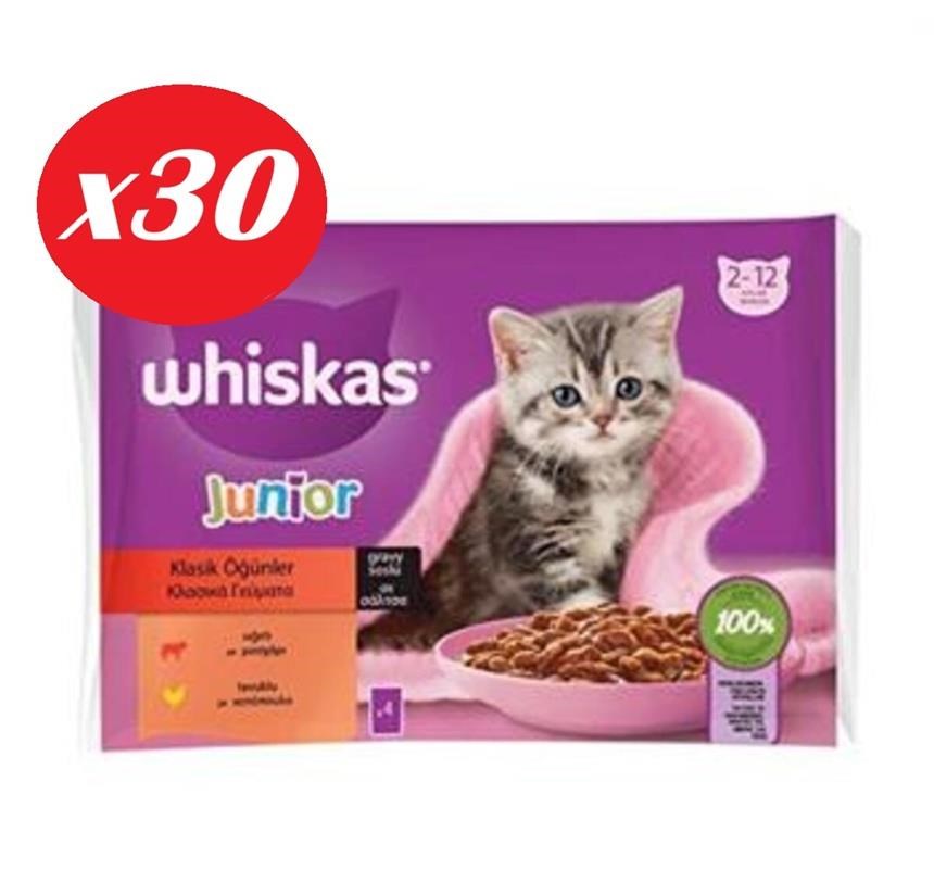 Whiskas Junior Yavru Kedi Sığırlı Tavuklu 4X85 Gr Set 30'lu