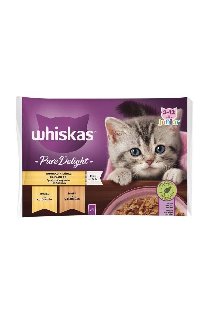 Whiskas Pouch Güveç Eti Çeşitli Yavru Kedi Konservesi 85gr 4 lü Paket x 4 Adet