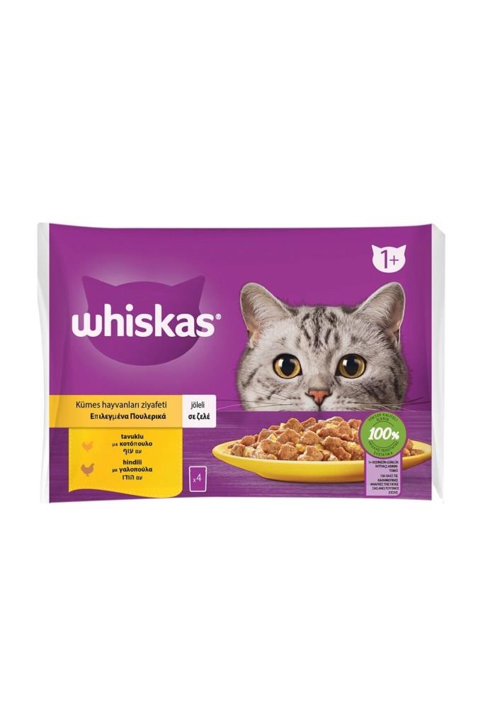 Whiskas Pouch Jöle İçinde Tavuklu ve Hindili Yetişkin Kedi Konservesi 4x85 Gr