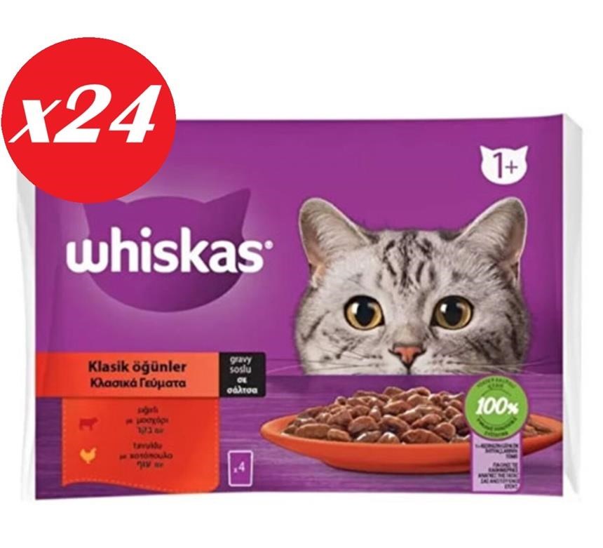 Whiskas Pouch Sos Sığır.Tav Yetiş Kedi Kon. 4x85gr Set 24'lü