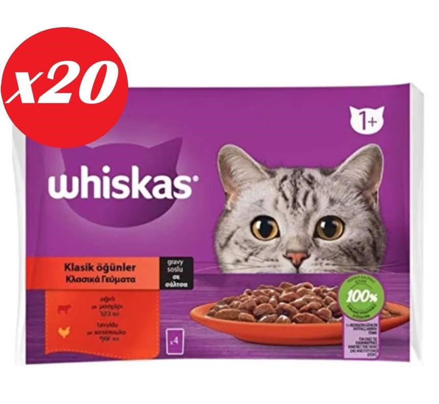 Whiskas Pouch Sos Sığır.Tav Yetiş Kedi Kon. 4x85gr Set 20'li