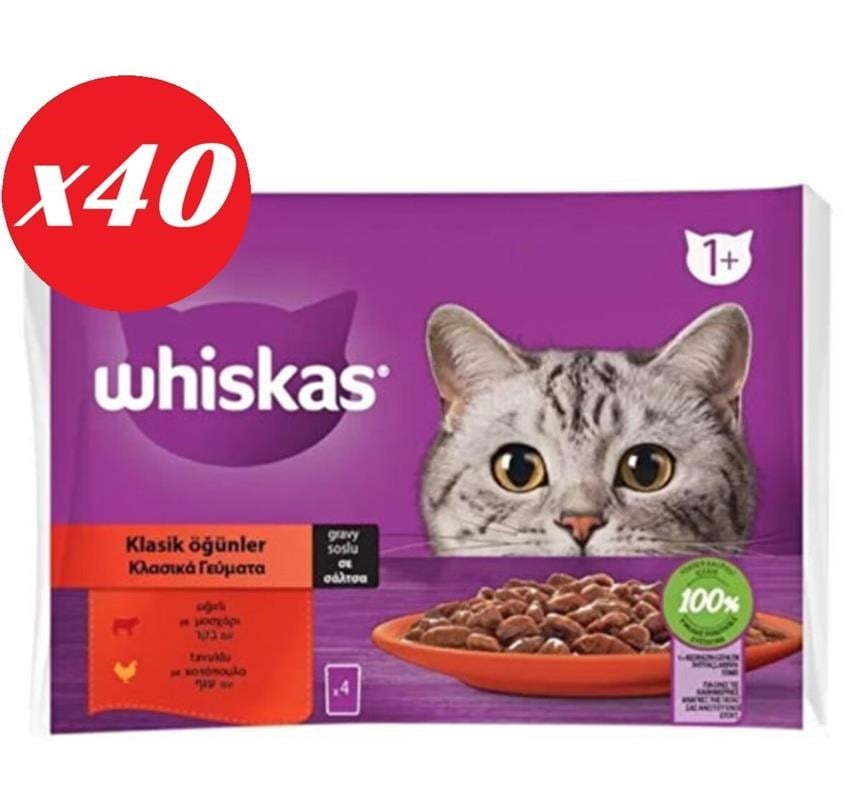 Whiskas Pouch Sos Sığır.Tav Yetiş Kedi Kon. 4x85gr Set 40'lı