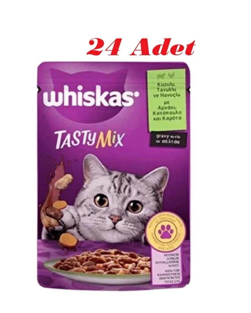 Whiskas Pouch Tastymix Kuzu & Tavuk & Havuçlu Yetişkin Kedi Maması 85 Gr*24 Adet