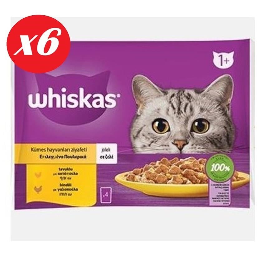 Whiskas Tavuklu ve Hindili Yet. Kedi Maması 4x85Gr Set 6'lı