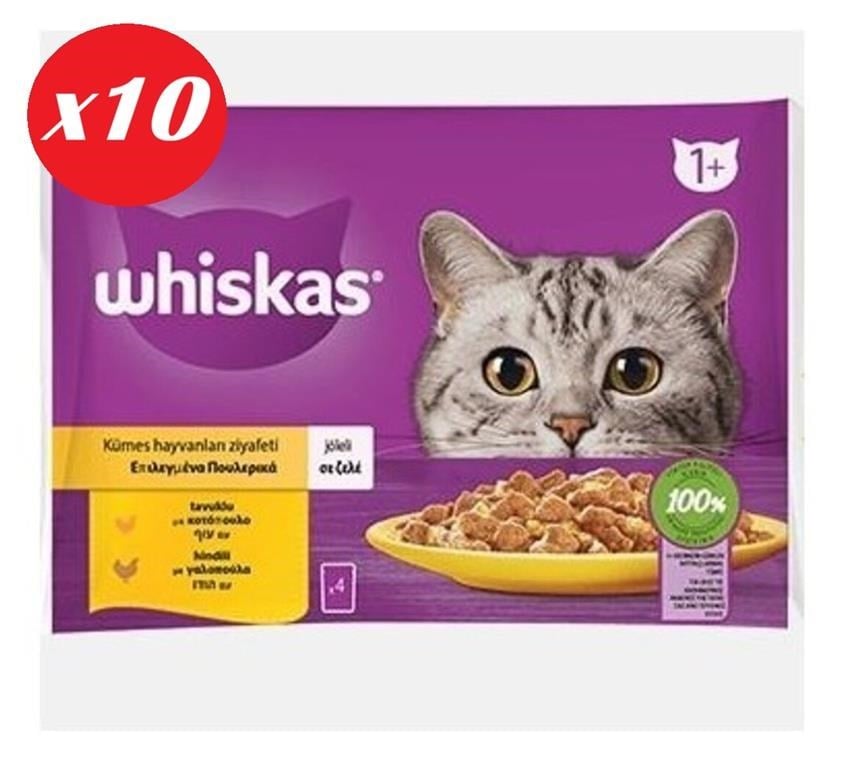 Whiskas Tavuklu ve Hindili Yet. Kedi Maması 4x85Gr Set 10'lu