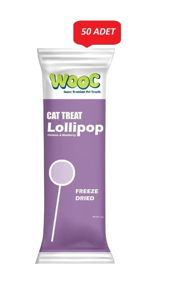 Wooc Lollipop Tavuk ve Yaban Mersinli Kedi Ödül Maması 1,4 Gr*50 li Paket