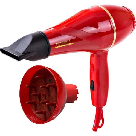 Powertec TR-501 Profesyonel Fön Makinesi [Kırmızı] + Vigo Başlık
