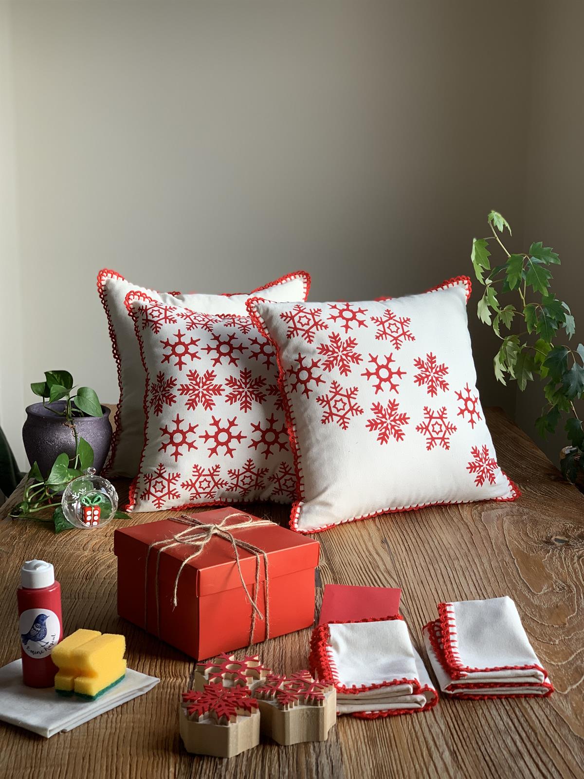 Red Embroidery Square PillowPillows