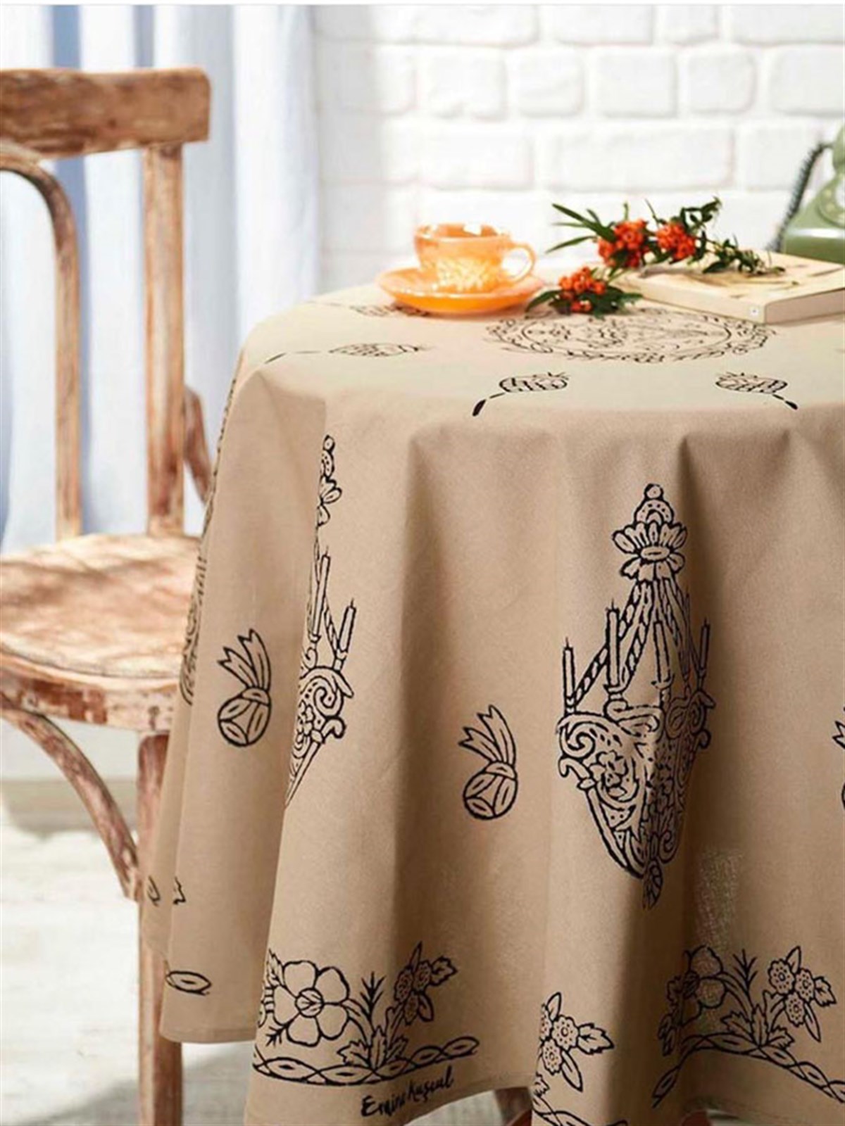 Tablecloth, round, mink
