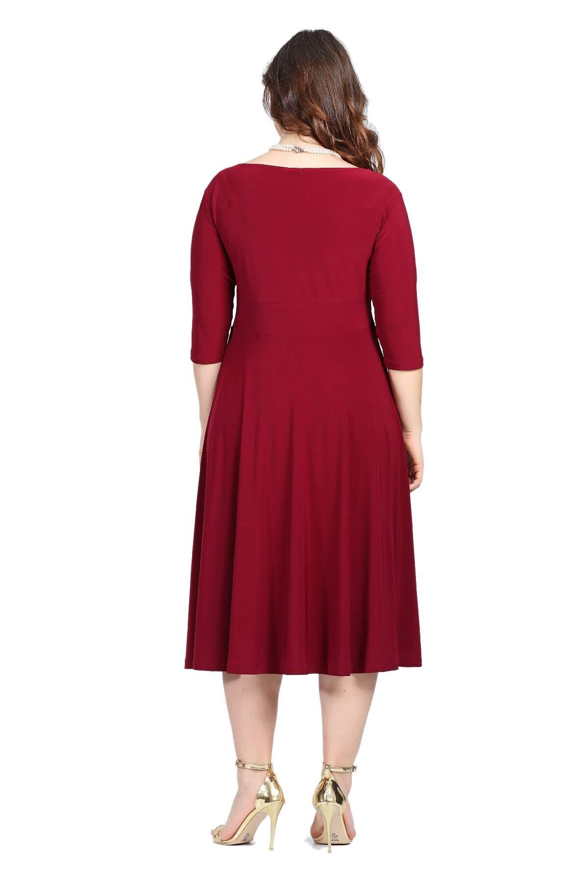 Büyük Beden Abiye Elbise KL8003 Bordo