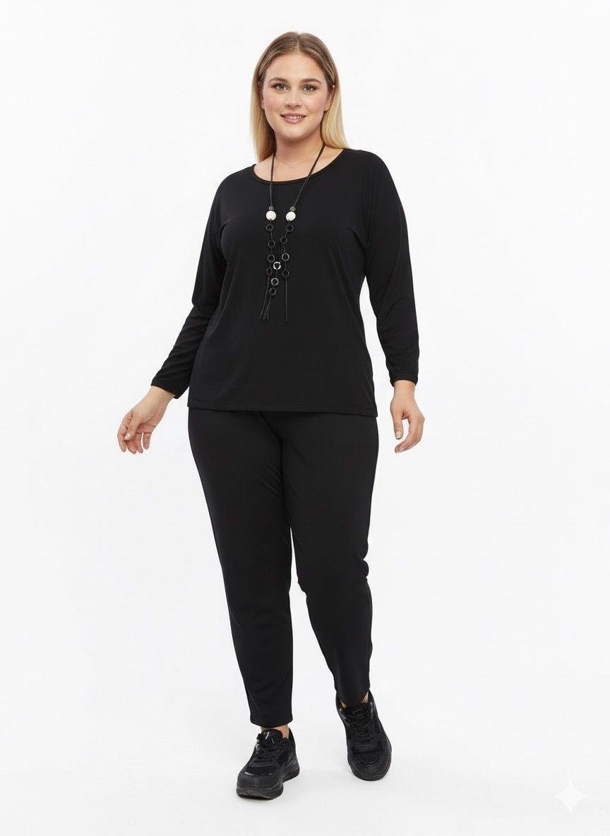 Büyük Beden Rahat İkili Takım Siyah